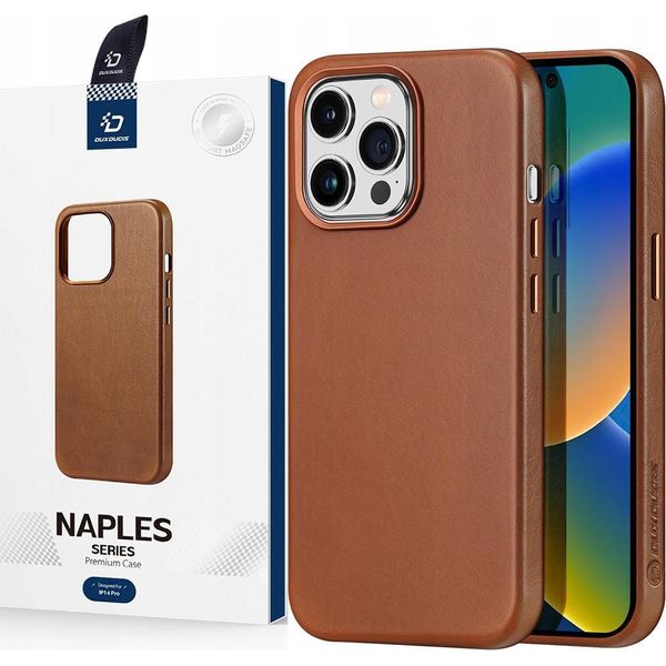 Dux Ducis Napoli Custodia Iphone 14 Pro Cover Magnetica In Pelle Magsafe Brown-image