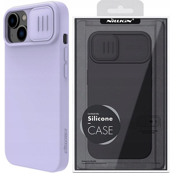 Nillkin Camshield Silky Custodia In Silicone Custodia Per Iphone 14 Plus Con Copertura Della Fotocamera Viola-image