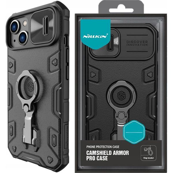 Nillkin Camshield Armor Pro Custodia Magnetica Iphone 14 Plus Magsafe Custodia Blindata Stand Ring Nero-image