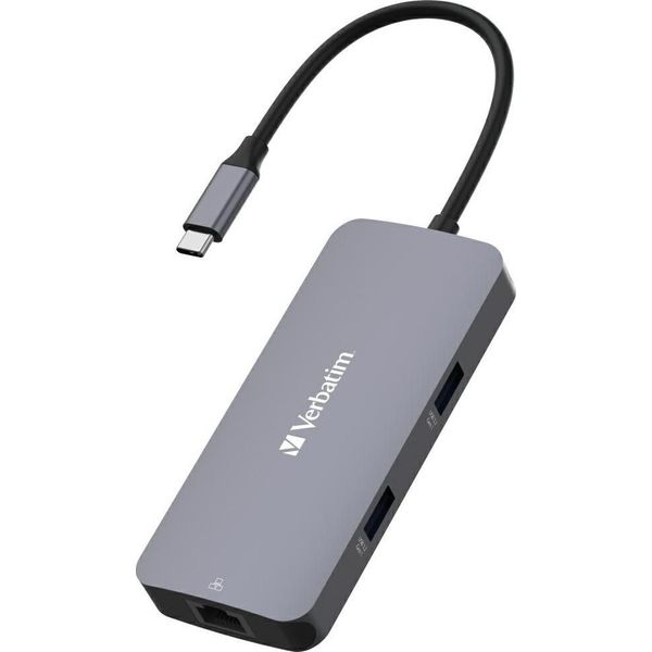 Verbatim Adapter Hub Usb-C - Hdmi/Usb-C /Eternet/2Xusb-A 3.0 Aluminiowy/Alluminio 32150-image