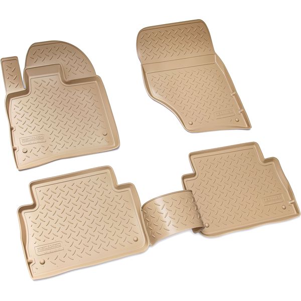 Tappetini In Gomma 3D Per Audi Q7 | Tipo 4L | Anno 2005 - 2015 | Beige Con Bordo-image