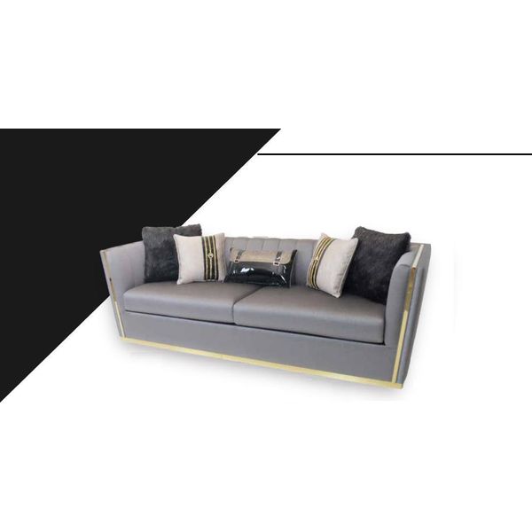Grigio Tre Posti Divano Divano Imbottito Mobili Arredamento 250Cm Xxl Divani-image