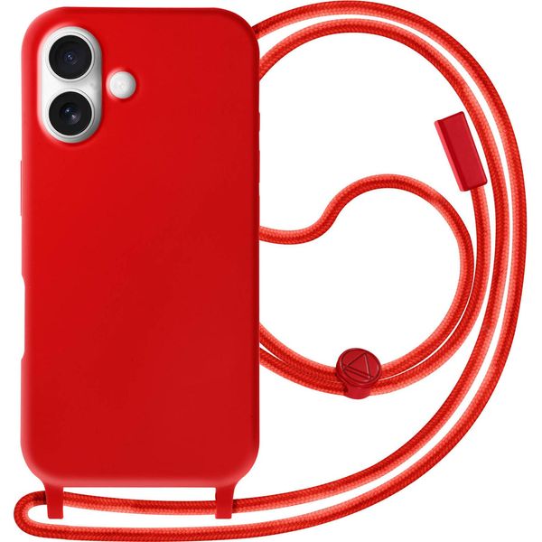 Avizar, Custodia Protettiva Per Iphone 16 Soft Touch Con Catena Di Trasporto Elegante, Rosso-image