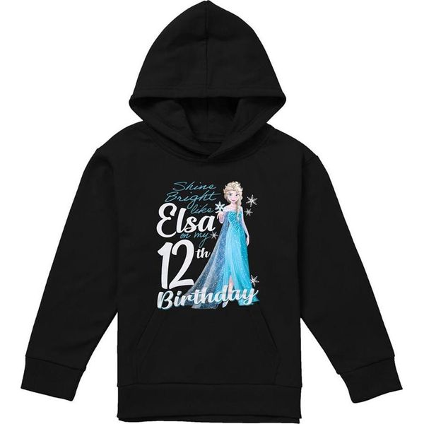 Frozen - Felpa Con Cappuccio "Bright Like Elsa"" Per Bambini, Compleanno 12 Anni TV21564 (116) (Nero)"-image