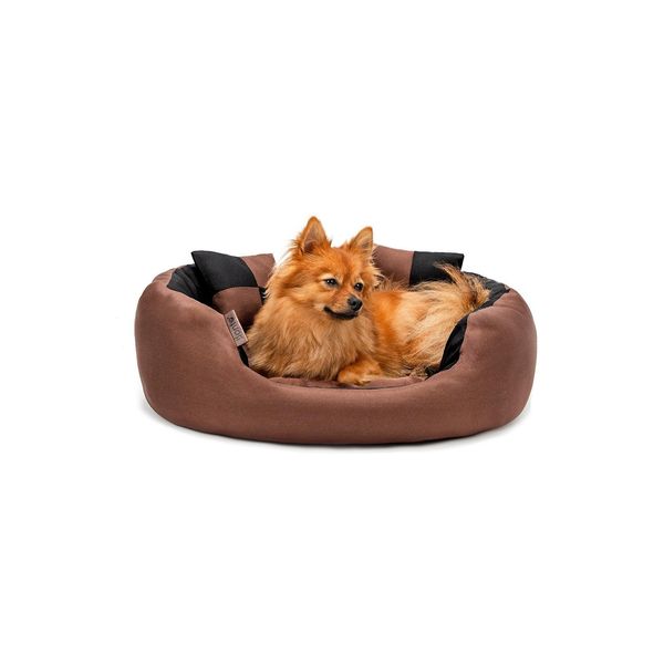 Lettino Per Cani Lionto, Elegante Cesto Per Cani 4 In 1, Idrorepellente, Antigraffio E Di Facile Manutenzione, 65X50 Cm, Nero/Marrone-image