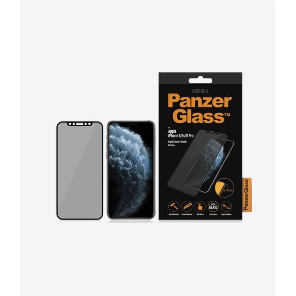 Panzerglass | Pellicola Protettiva - Vetro - Con Filtro Privacy | Apple Iphone 11 Pro, X, Xs | Vetro Temperato | Nero | Trasparente-image
