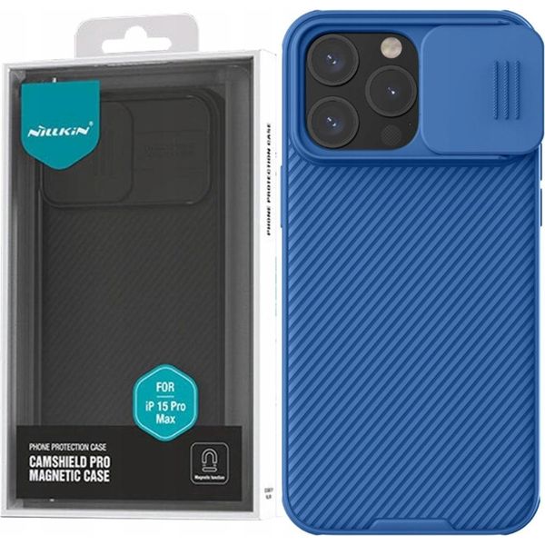 Custodia Magnetica Nillkin Camshield Pro Per Iphone 15 Pro Max Con Copertura Della Fotocamera - Blu-image