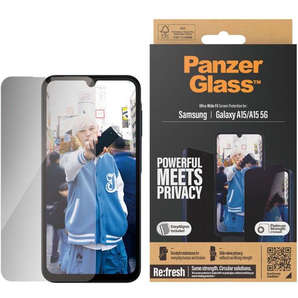 Panzerglass ® Privacy Screen Protector Samsung Galaxy A15 | A15 5G | Ultra-Wide Fit W. Easyaligner-image