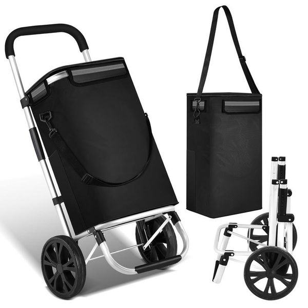 Clanmacy Carrello Spesa 3In1 Con Ruote 40L Fino A 40 Kg Carrello Spesa Carrello Spesa Con Vano Refrigerato 2 Ruote-image