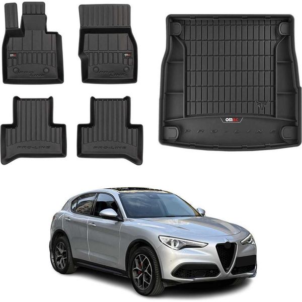 Omac Set Tappetini E Fodera Bagagliaio Per Alfa Romeo Stelvio 2016-2025 Gomma 5X-image