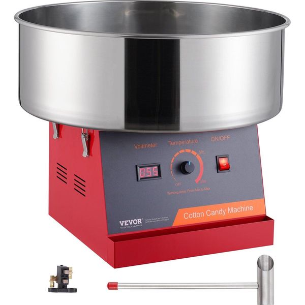 Macchina Per Zucchero Filato Elettrica, Macchina Per Zucchero Filato Da 1000 W, Macchina Per Zucchero Filato Commerciale Con Ciotola In Acciaio Inox E Cucchiaio Di Zucchero, Perfetta Per Feste Di Compleanno Di Bambini A Casa, Feste Di Famiglia (Rosso)-image