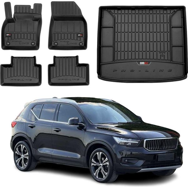 Set Di Tappetini E Fodere Per Il Bagagliaio Omac Per Volvo XC40 2017-2025 In Gomma Nera 5X-image