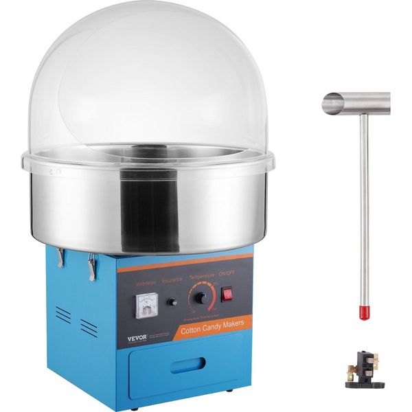 Macchina Per Zucchero Filato Elettrica, Macchina Per Zucchero Filato Da 1 Kw, Macchina Per Zucchero Filato Commerciale Con Coperchio, Ciotola In Acciaio Inox, Paletta Per Zucchero, Cassetto, Per Feste Di Compleanno Per Bambini, Feste Di Famiglia, Blu-image