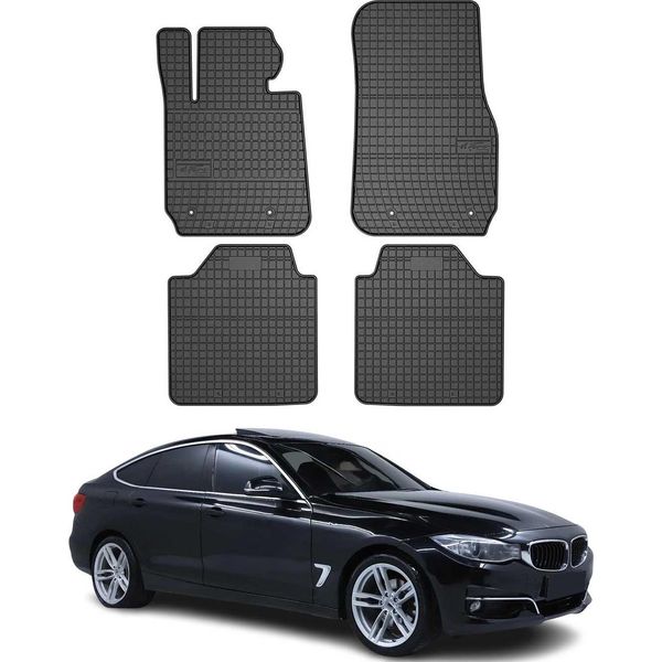 2012-2023 Bmw Serie 3 Gt F34 Tappetini In Gomma Nera 4 Pezzi-image