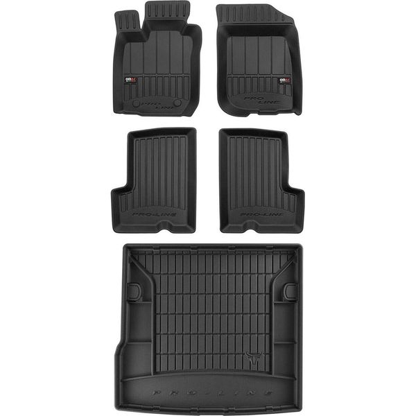 Set Di Tappetini E Fodere Per Bagagliaio Omac Per Dacia Duster 2010-2018 In Gomma Nera 5X-image