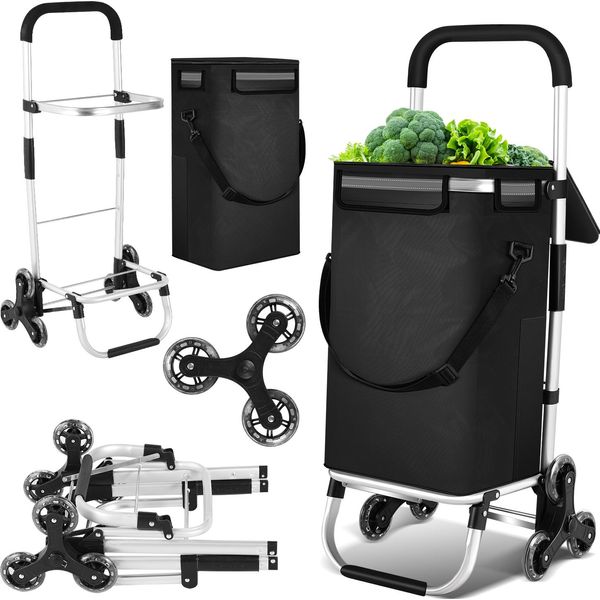 Carrello Della Spesa Hengda, 6 Ruote, Con Scomparto Refrigerante E Ruote Montascale, Shopper Pieghevole-image