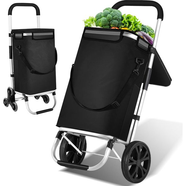 Carrello Spesa Aopunly 3In1, Carrello Grande 40 Litri, Borsa Spesa Con Ruote Montascale, Carrello Spesa Con Scomparto Refrigerante, Shopper Pieghevole-image