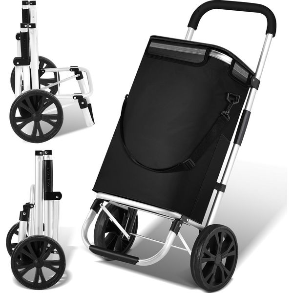 Carrello Spesa Bettizia 3In1, Con 2 Ruote E Scomparto Refrigerante, Pieghevole, Nero-image