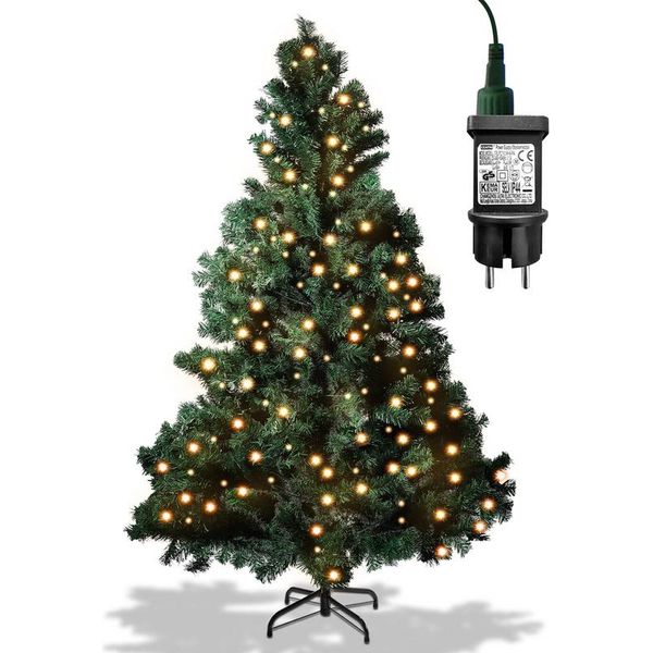 Yakimz Albero Di Natale Artificiale Con Illuminazione, Albero Di Natale A Led Per Decorazioni Natalizie, Resistente Al Fuoco, Albero Di Natale 1200 Punte Aghi In Pvc, Verde, 210Cm-image