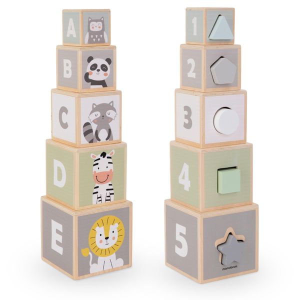 Torre Di Legno - Ordinamento Forme Numeri Alfabeto Animali-image