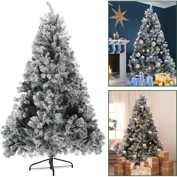 Tolletour Albero Di Natale Aghi Di Pino Con Supporto Esterno Floccato 150Cm Con Polvere Di Neve-image