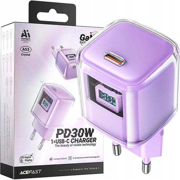 Acefast A53 Pd 30W Caricatore Gan Usb-C Con Display - Viola-image