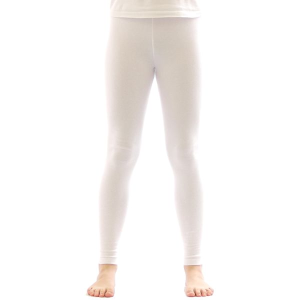 Leggings Termici Da Bambina In Pile Pantaloni Lunghi In Cotone Bianco 158-image
