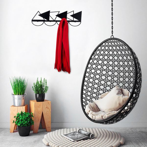 Wallity, Triangle- TNL3109, Nero, Portasciugamani E Gancio, 60 X 18 Cm, 100% Metallo (Spessore: 2 Mm)-image