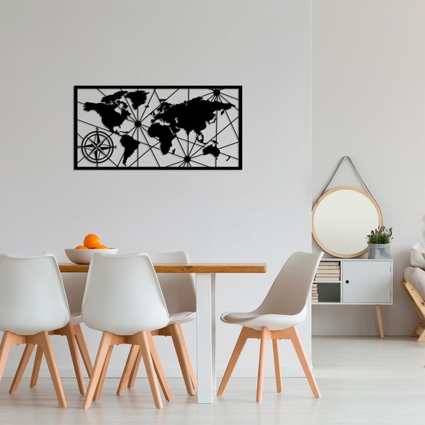 Wallity, Mappa Del Mondo Piccola 2, Decorazione Da Parete, Nero, Metallo, 80 X 40 Cm-image