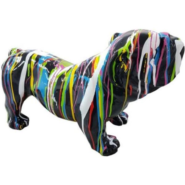 Casa Padrino Figura Decorativa Di Design Cane Bulldog Nero / Multicolore 55 X H. 32 Cm - Scultura Decorativa Resistente Alle Intemperie - Decorazione Soggiorno - Decorazione Giardino - Figura Animale Di Design-image