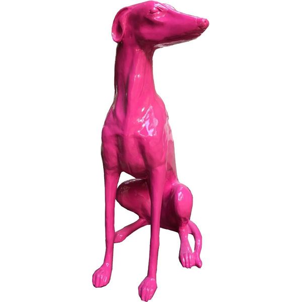 Casa Padrino Figura Decorativa Di Design Levriero Rosa 35 X 55 X H. 80 Cm - Scultura Decorativa Resistente Alle Intemperie - Decorazione Soggiorno - Decorazione Giardino - Figura Animale Decorativa-image