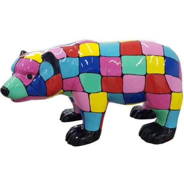 Casa Padrino Figura Decorativa Di Design Orso Multicolore 100 X H. 60 Cm - Scultura Decorativa Resistente Alle Intemperie - Decorazione Soggiorno - Decorazione Giardino - Decorazione Di Design Figura Animale-image