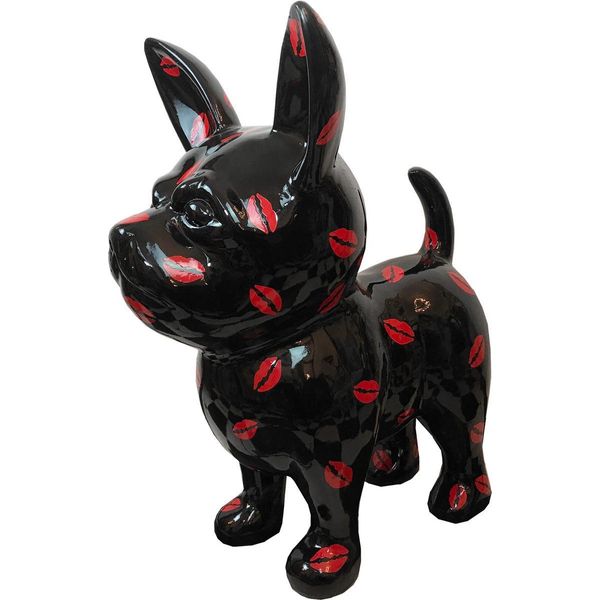 Casa Padrino Figura Decorativa Di Design Chihuahua Cane Nero/Rosso H. 91 Cm - Scultura Decorativa Resistente Alle Intemperie - Decorazione Soggiorno - Decorazione Giardino - Figura Animale Decorativa Di Design-image