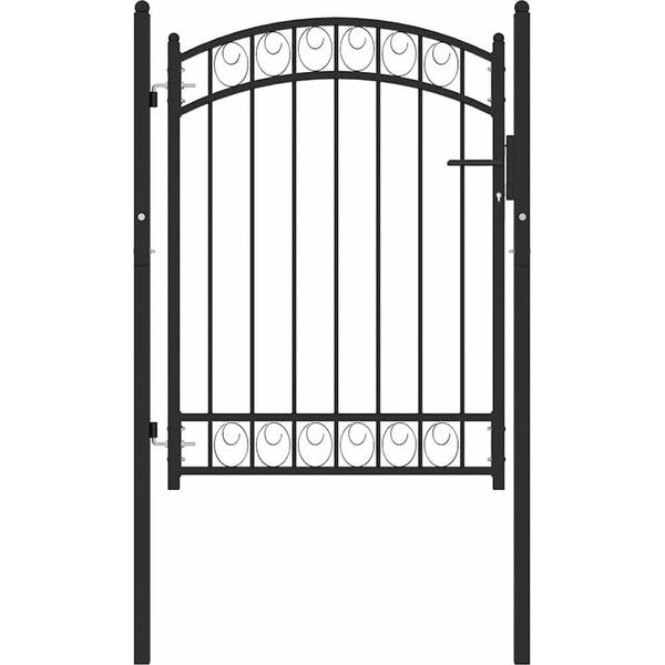 Vidaxl Cancello Di Recinzione Con Piano Ad Arco In Acciaio 100X125 Cm Nero-image