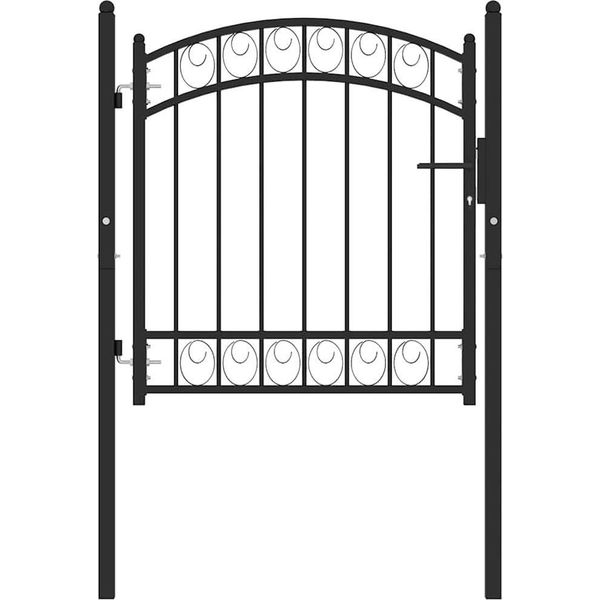 Vidaxl Cancello Di Recinzione Con Piano Ad Arco In Acciaio 100X100 Cm Nero-image