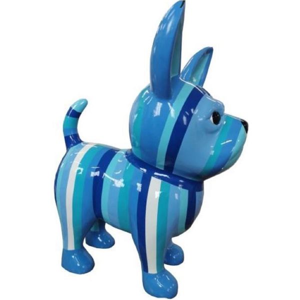 Casa Padrino Figura Decorativa Di Design Chihuahua Cane Blu/Bianco H. 55 Cm - Scultura Decorativa Resistente Alle Intemperie - Decorazione Per Il Soggiorno - Decorazione Per Il Giardino - Figura Animale Decorativa Di Design-image