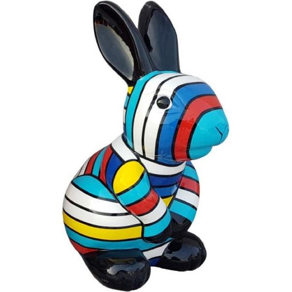 Casa Padrino Statuetta Decorativa Coniglio Multicolore H. 65 Cm - Scultura Decorativa Resistente Alle Intemperie - Statuetta Decorativa - Statuetta Decorativa Da Salotto - Statuetta Decorativa Da Giardino - Accessori Decorativi Di Design-image
