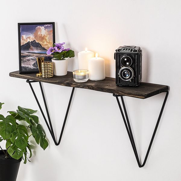 Skye Decor, Gladiolus, Mensola Da Parete, Nero, 100 % Legno Di Fuoco, 60 X 15 X 30 Cm-image