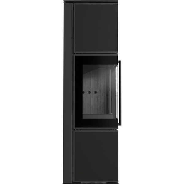 Stufa In Acciaio Kratki Tora/M 8 Kw Ø 150 Quarzo Sinterizzato Nero Assoluto Rivestimento Nero Con Porta A Molla-image