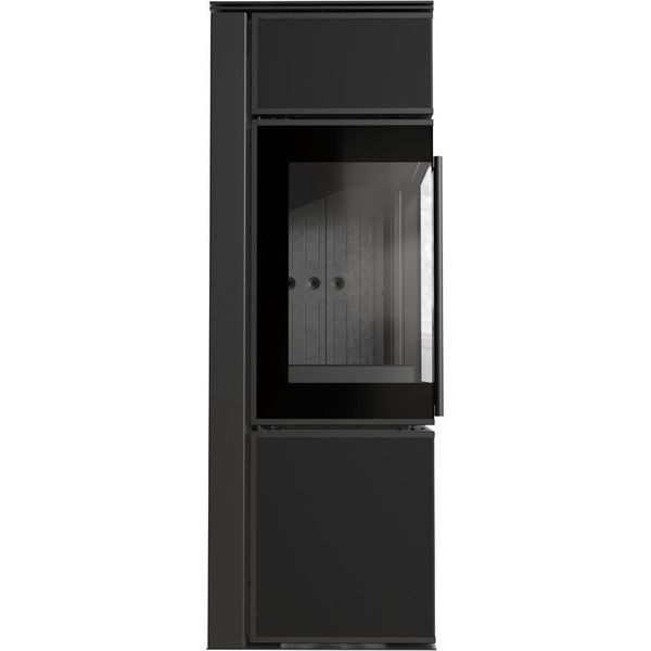 Stufa In Acciaio Kratki Tora/S 8 Kw Ø 150 Quarzo Sinterizzato Nero Assoluto Rivestimento Nero Con Porta A Molla-image