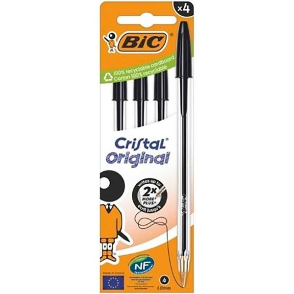 Bic 516335 Bic Cristal Original, Nero, Confezione Da 4 Pz-image