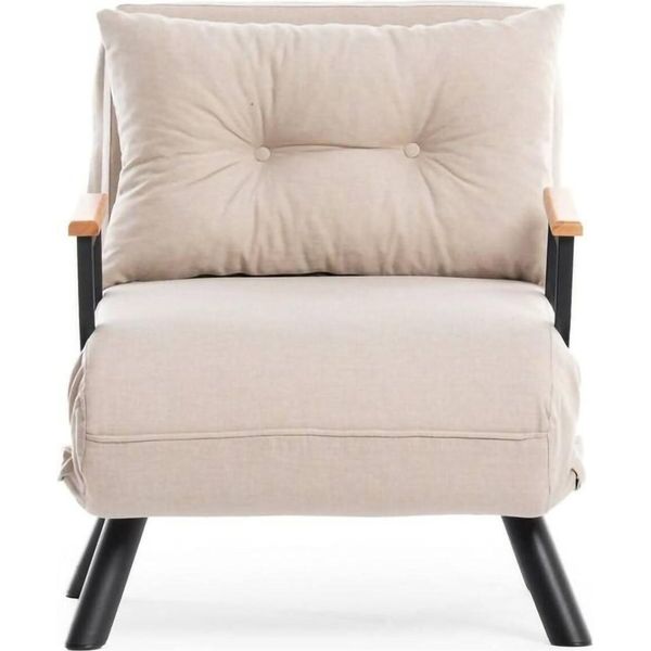 Dmora Poltrona Keoni Beige, Reclinabile Braccioli-image