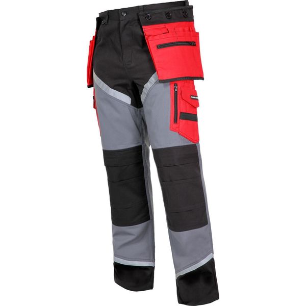 Pantaloni Nero-Grigio-Rosso 100% Cotone Con Catarifrangenti, "2Xl"", Ce, Lahti"-image
