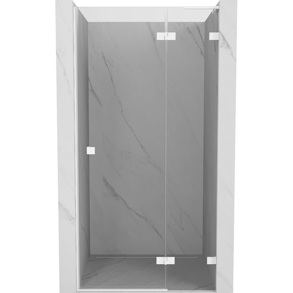 Mexen Lunar L Porta Doccia A Battente Destra 95 Cm, Trasparente, Bianco - 834L-095-000-20-00-P-image