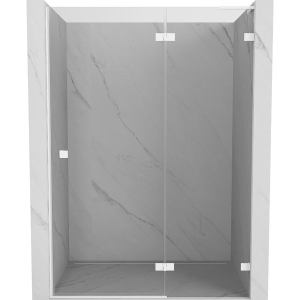 Mexen Lunar L Porta Doccia A Battente Destra 135 Cm, Trasparente, Bianco - 834L-135-000-20-00-P-image