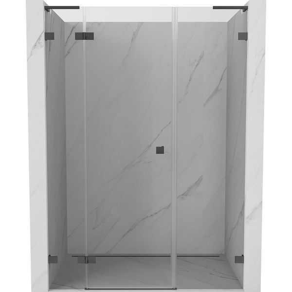 Mexen Lunar L Porta Doccia A Battente Sinistra 125 Cm, Trasparente, Grigio Canna Di Fucile Spazzolato - 834SL-125-050-66-00-L-image