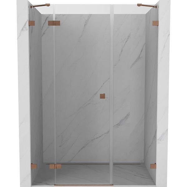 Mexen Lunar Porta Doccia Pivotante Sinistra 140 Cm, Trasparente, Rame Spazzolato - 834S-140-050-65-00-L-image
