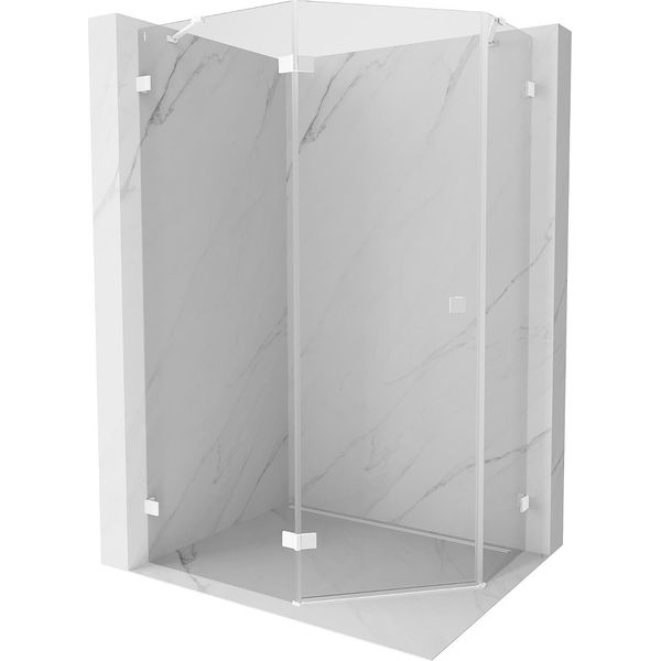 Mexen Lunar Cabina Doccia Pentagonale Battente Sinistra 90 X 80 Cm, Trasparente, Bianca - 831-090L-080P-20-00-L-image