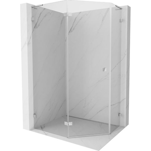 Mexen Lunar L Cabina Doccia Pentagonale Apribile Sinistra 90 X 80 Cm, Trasparente, Cromo - 831L-090L-080P-01-00-L-image
