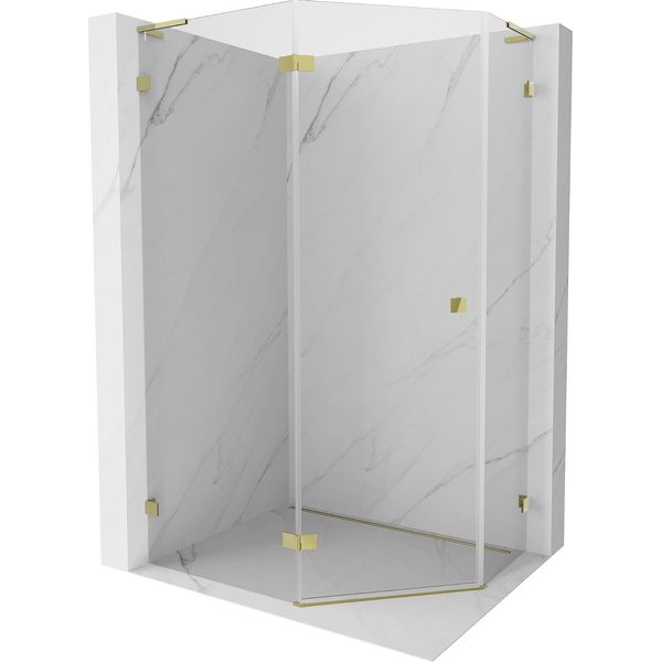 Mexen Lunar L Cabina Doccia Pentagonale A Battente Sinistra 100 X 90 Cm, Trasparente, Oro - 831L-100L-090P-50-00-L-image